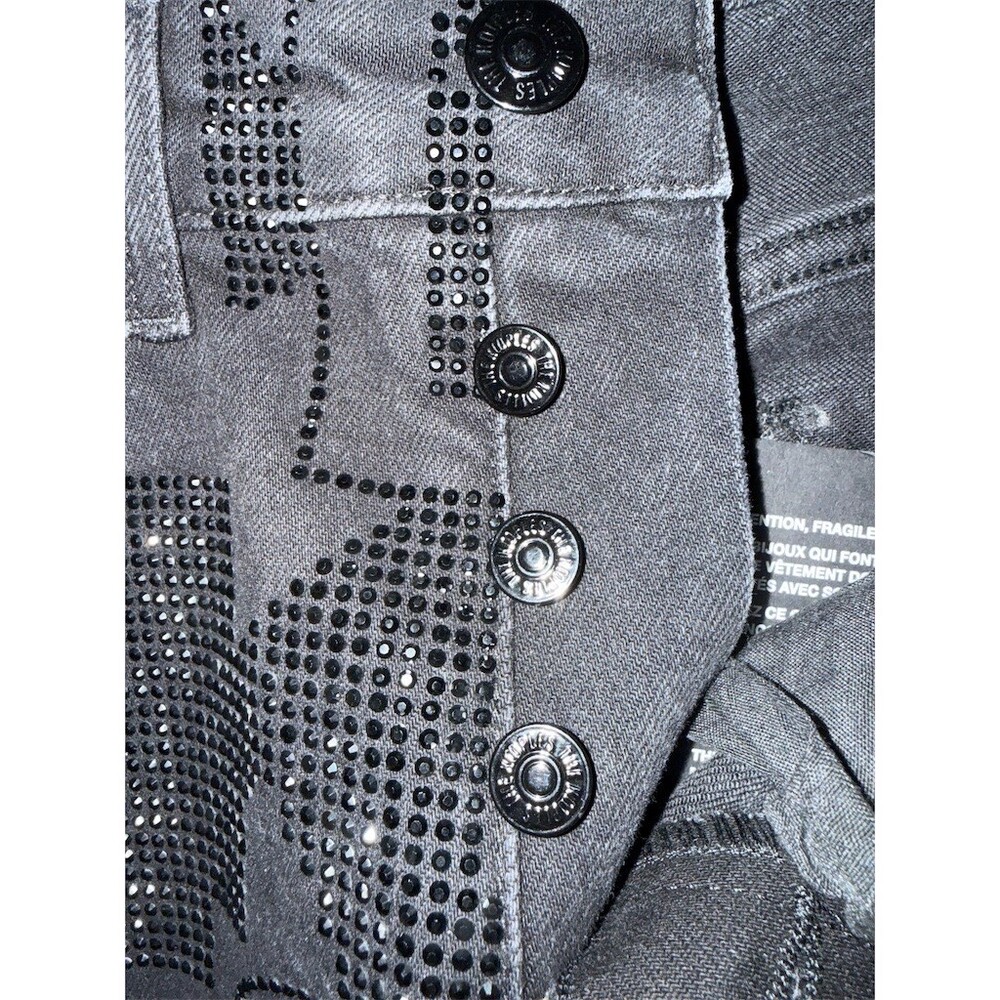 The Kooples Paris Jeans Size 27 Black Mid Rise Slim crop logo $700+ retail - Picture 11 of 15